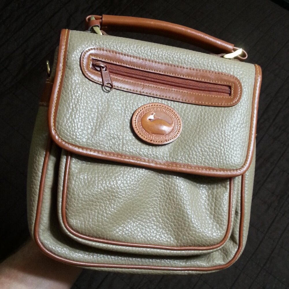 Vintage Dooney & Bourke Leather  Handbag Purse Messenger  Light Brown & Brown